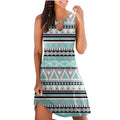 Sleeveless Crew Neck Boho Swing Dress N261