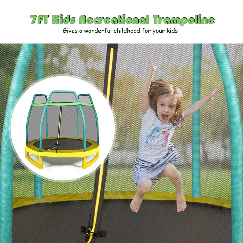 7FT Kids Trampoline with Safety Enclosure Net E270
