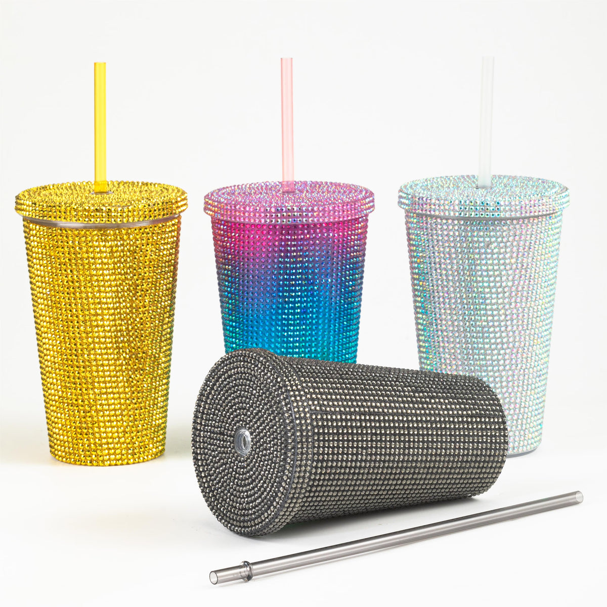 22oz Glitter Water Bottle with Lid and Straw Y8777