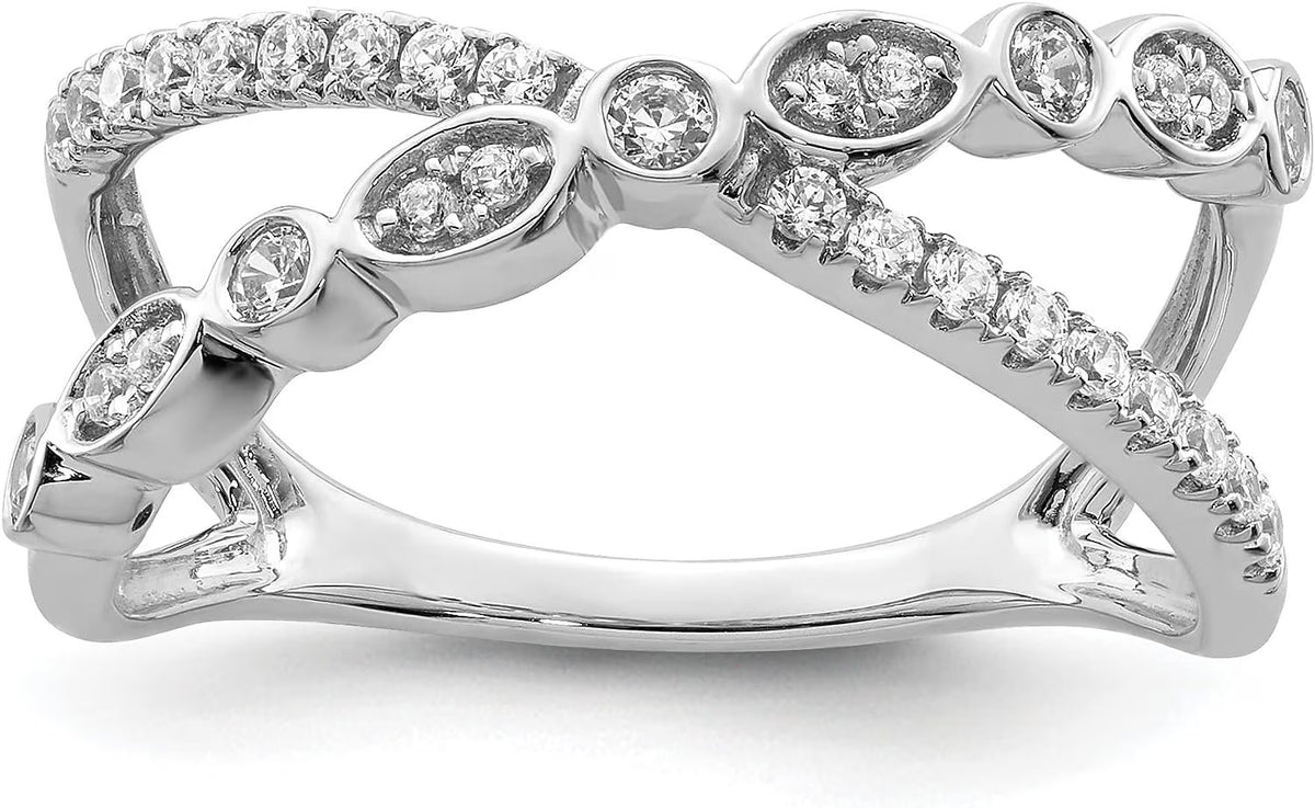 14k White Gold Criss Cross Diamond Ring L27164