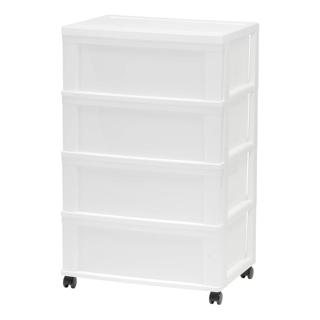 Black Plastic 3 Drawer Storage Cart with Wheels, Set of 2 K625