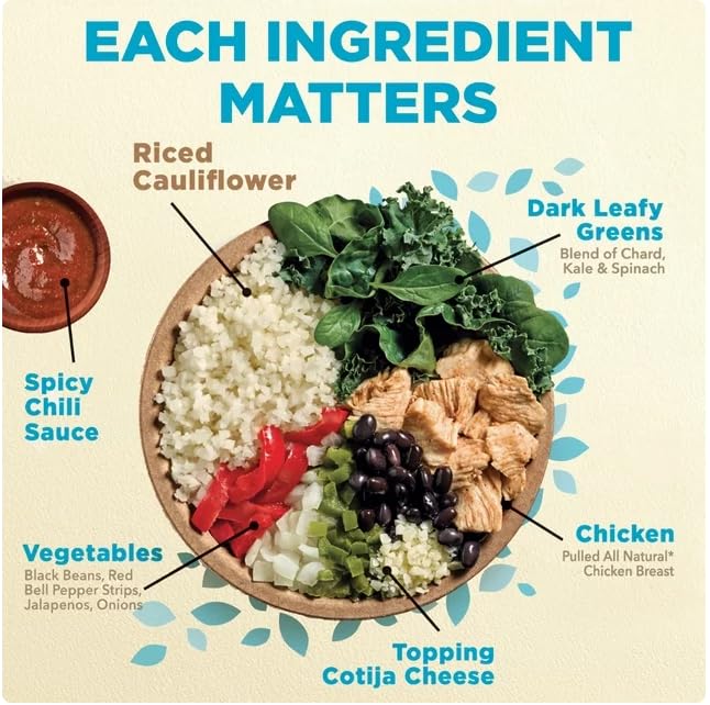 Spicy Black Beans Chicken & Riced Cauliflower Frozen Meal, 9.25 oz - Pack of 6 W827753