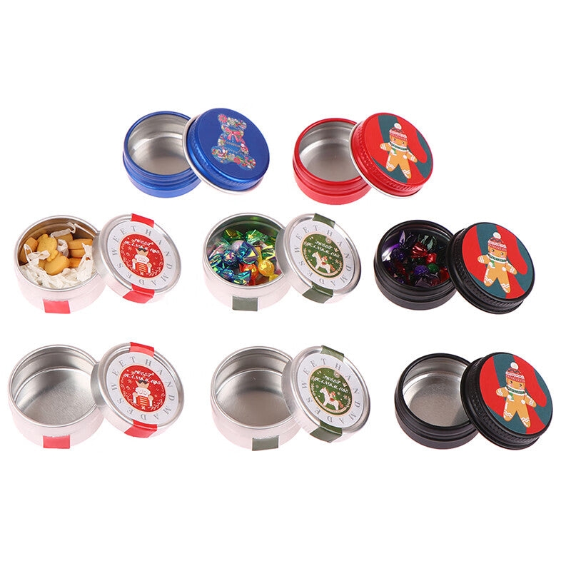 1:12 Dollhouse Miniature Christmas Cookies Biscuit Candy Gift Box Tin Box Model Toy Y7621