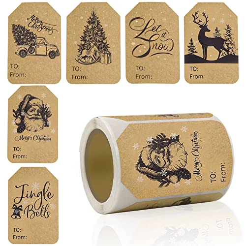 Christmas Gift Tag Stickers 2 x 3 Inch Self-Adhesive 120 Pieces R374136