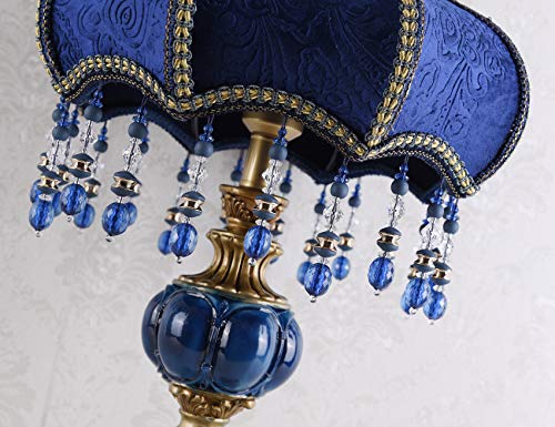 Blue Fabric Lampshade Resin Lamp, 13 in W, 21.6 in H O983