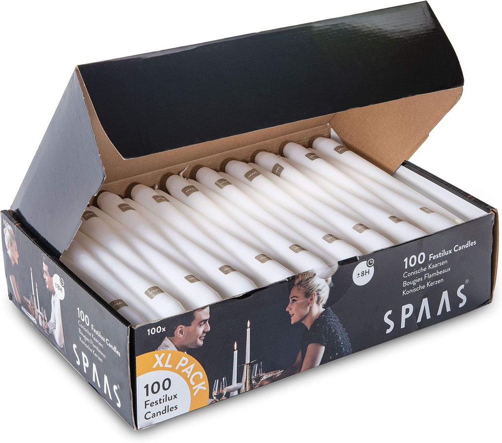 White 8 Hour Unscented Taper Candles Pack of 100 G469