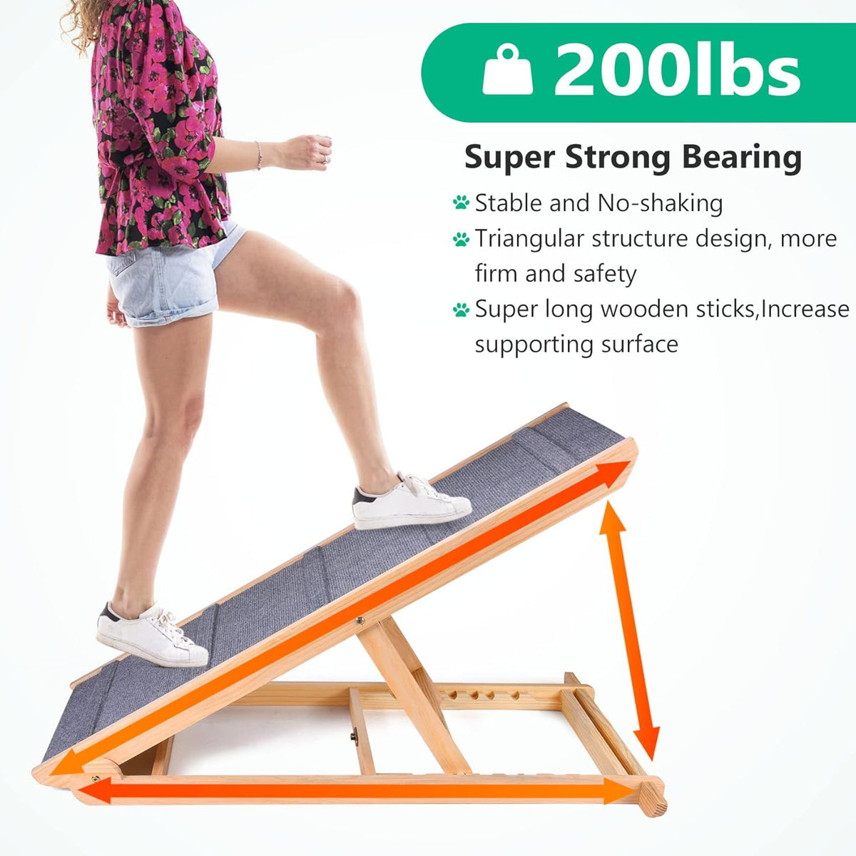 Wooden Adjustable Folding Dog Ramp for Bed Couch Car Z584996