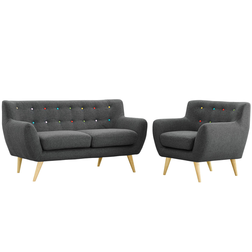 Grey Fabric Plywood Two PCS Living Room Set T15261