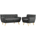 Grey Fabric Plywood Two PCS Living Room Set T15261