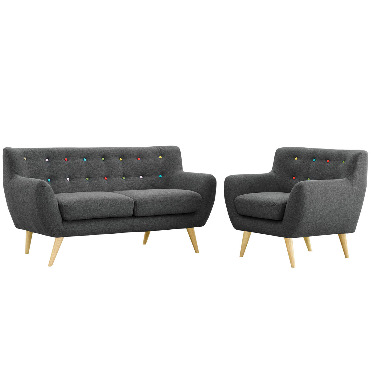 Grey Fabric Plywood Two PCS Living Room Set T15261
