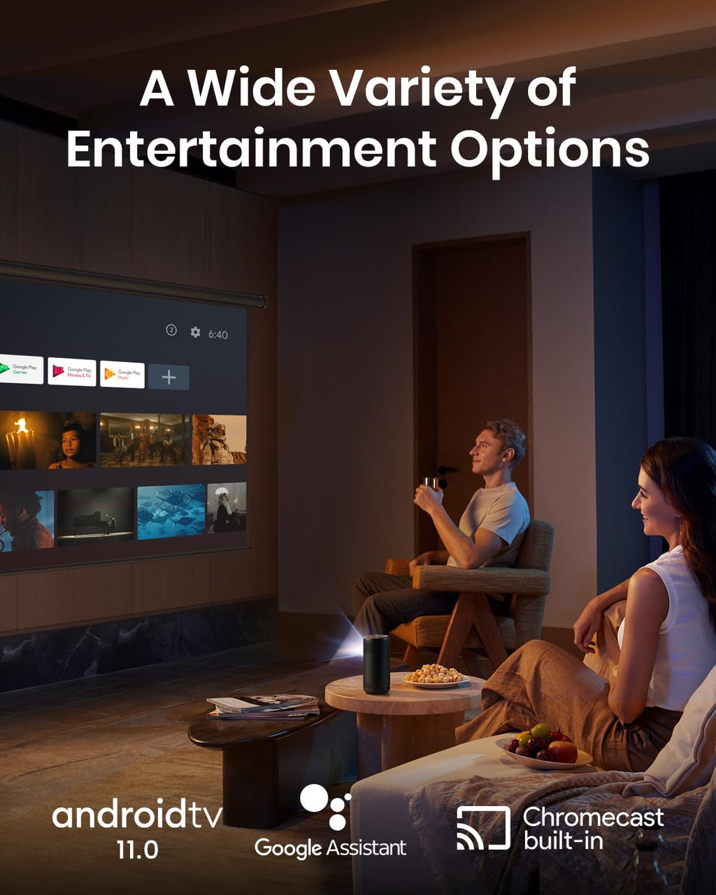 Mini Smart TV Projector with wifi and bluetooth, Laser Projector, 2.5H Built-in Battery K747