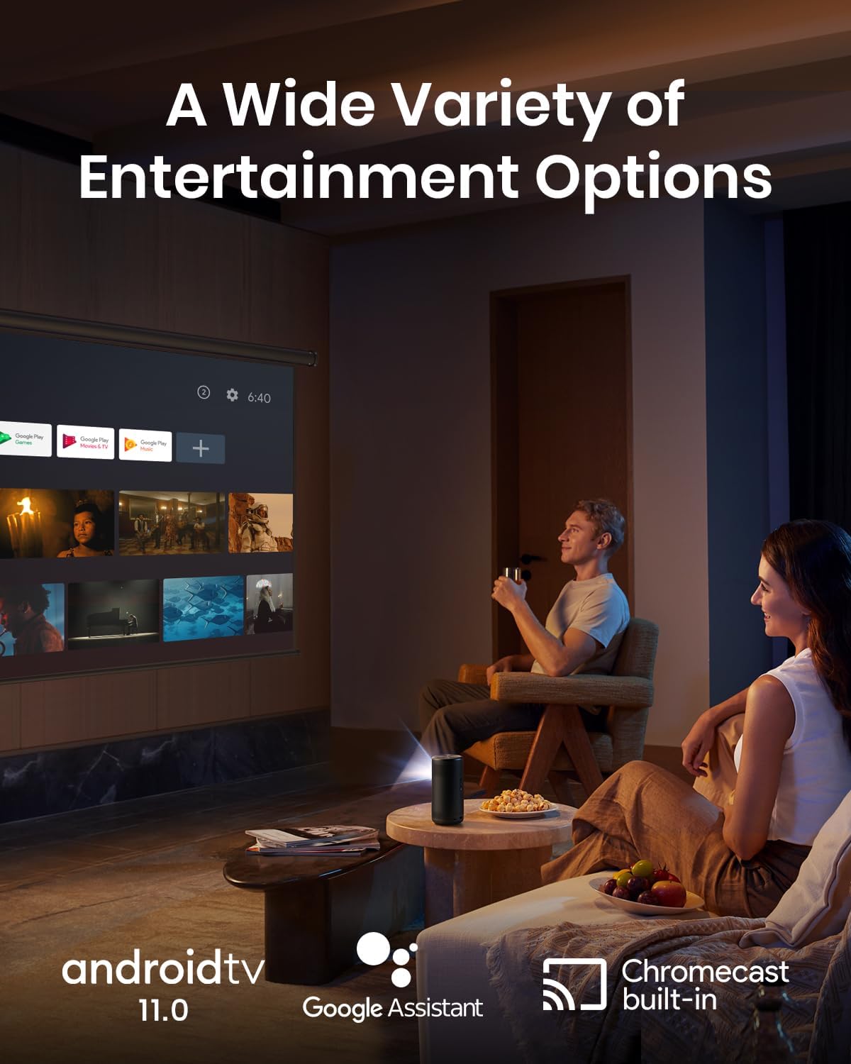 Mini Smart TV Projector with wifi and bluetooth, Laser Projector, 2.5H Built-in Battery K747
