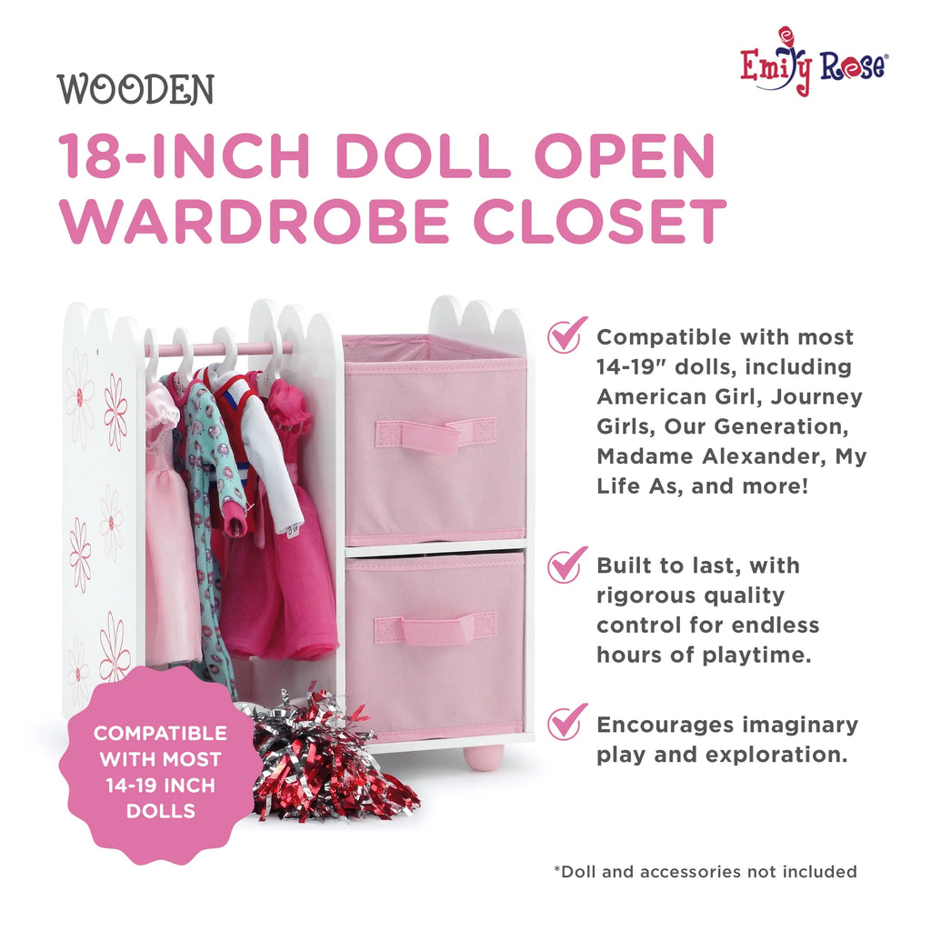 Pink Open Wardrobe Closet with 2 Storage Bins and 5 Clothes Hangers E316