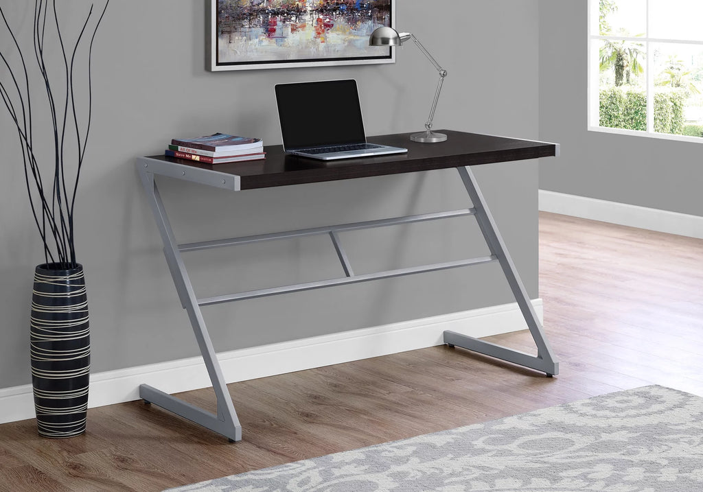 Computer Desk, 48"L, Brown Laminate, Grey Metal Z4298