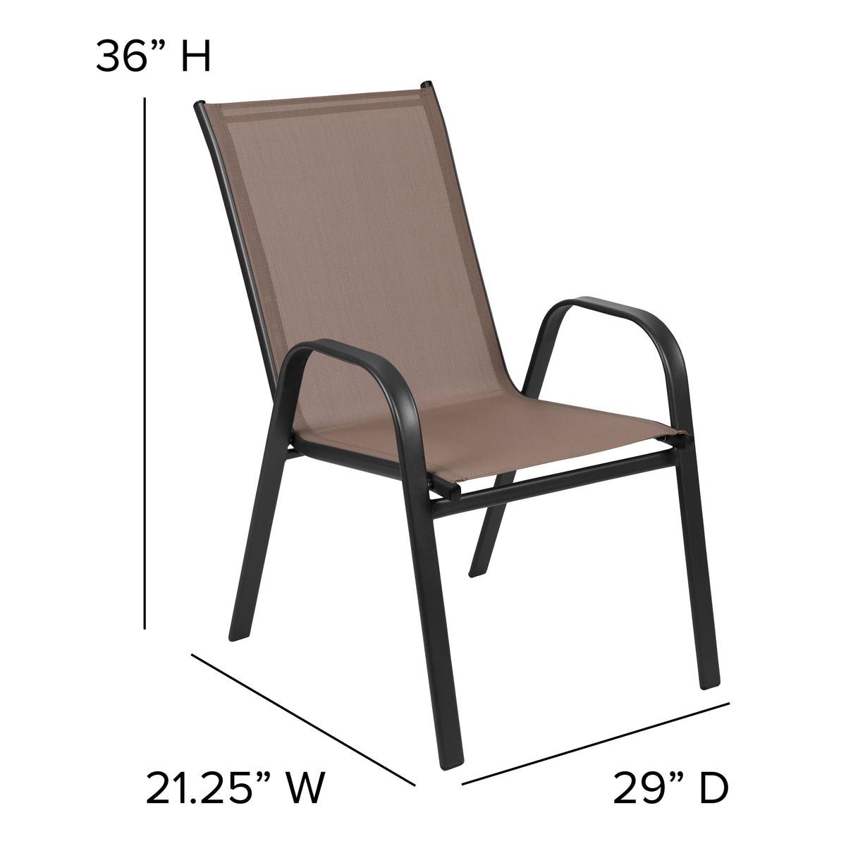 5 Piece Outdoor Patio Dining Set with 4 Brown Stack Chairs Z949649