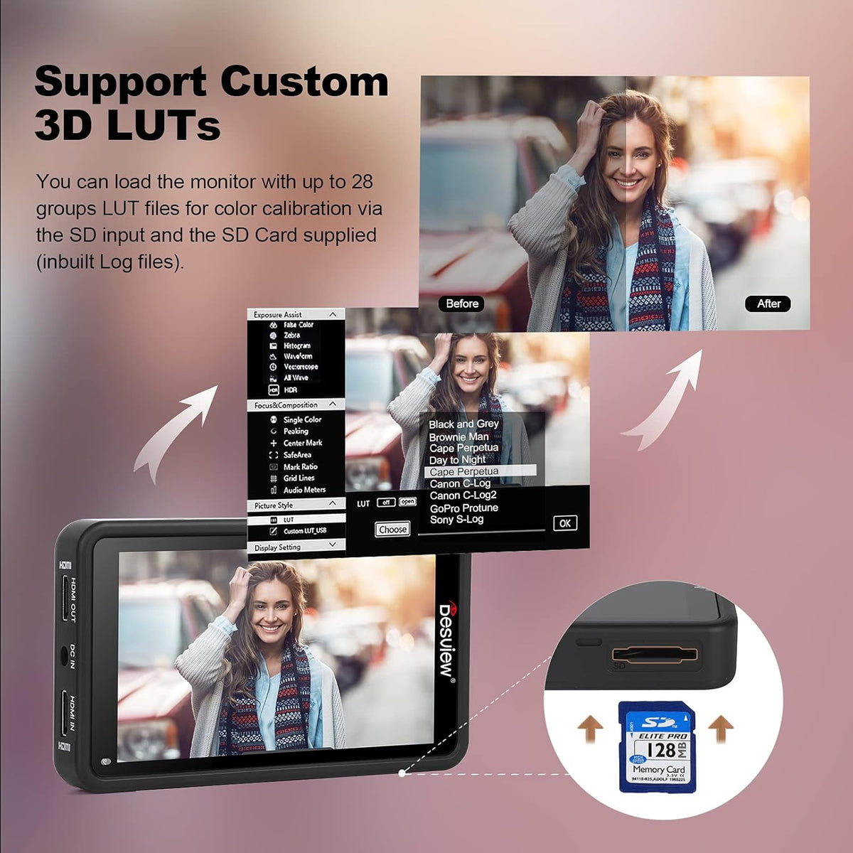 5.5 inch Touch Screen Camera Field Monitor with 4K Input/Output D141