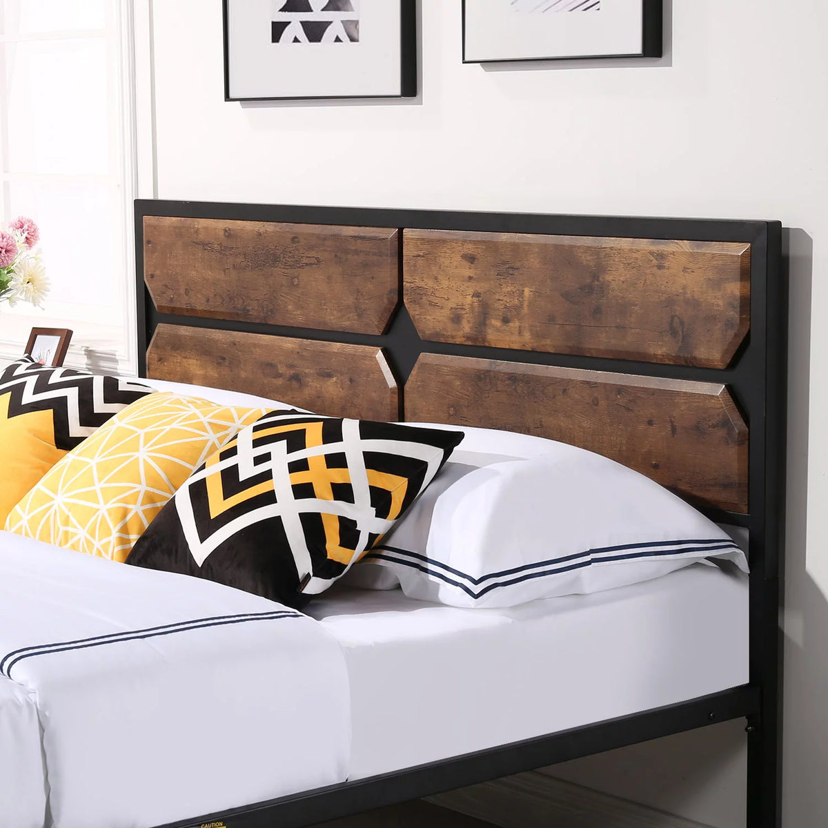 Full Size Platform Bed Frame and 2 Nightstands Set of 3 V4116