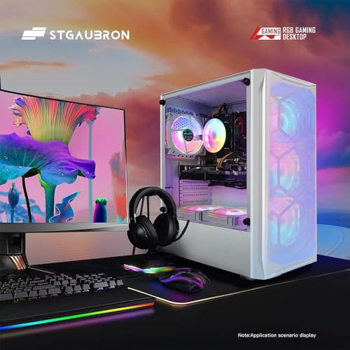 Gaming PC Desktop Computer, Intel Core I7 up to 3.9 GHz, Radeon RX 580 8G, 16G RAM, 512G SSD, WiFi, Bluetooth 5.0, RGB Fan x6, RGB BT Sound Bar, Windows 10 Home P69918