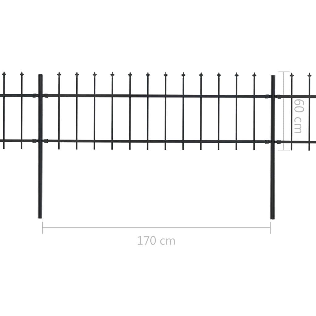 Black Steel Garden Fence with Spear Top O3364