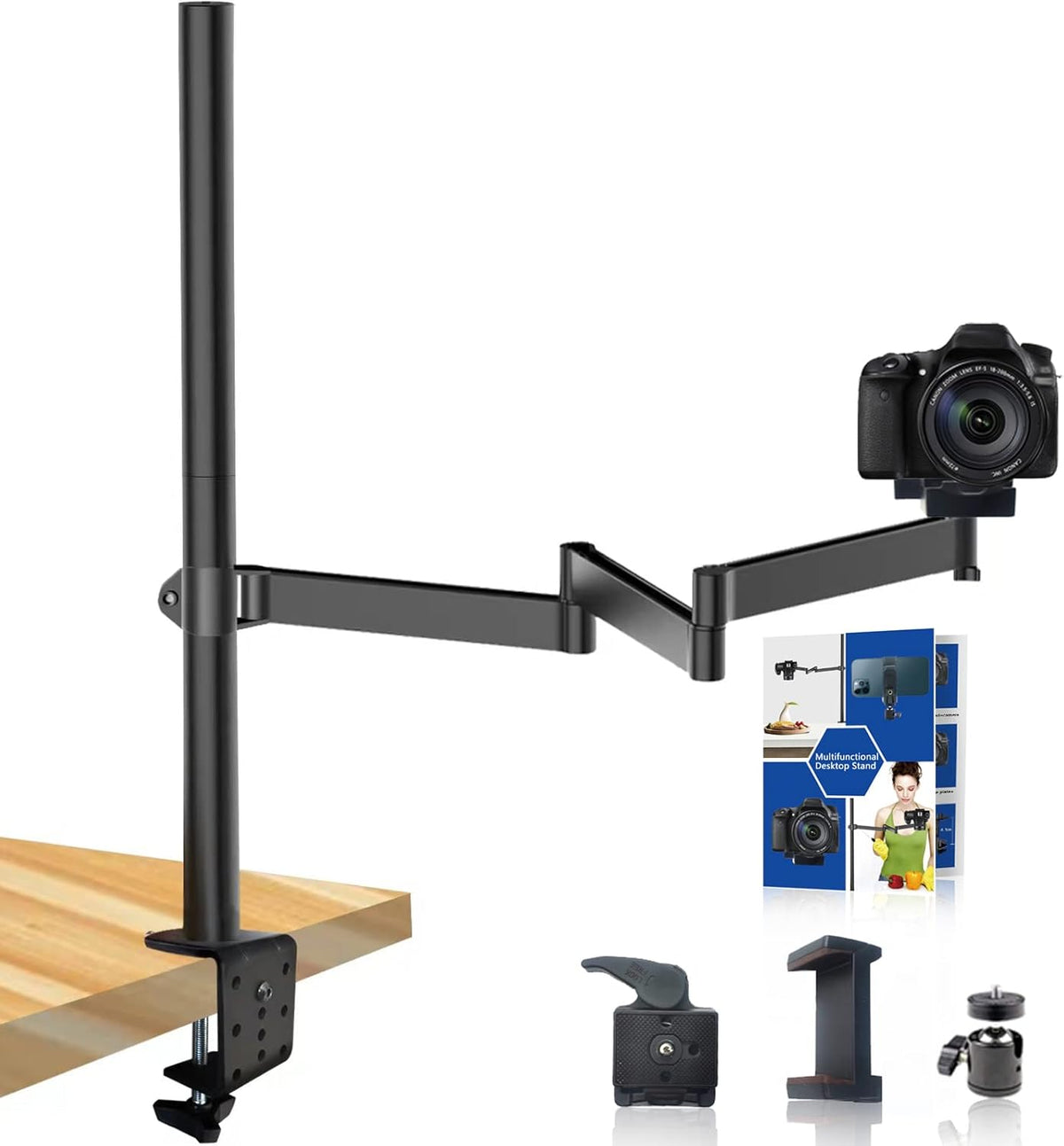 Overhead Camera Mount Rig Stand with Flexible Arm and 360° Ball Head E875