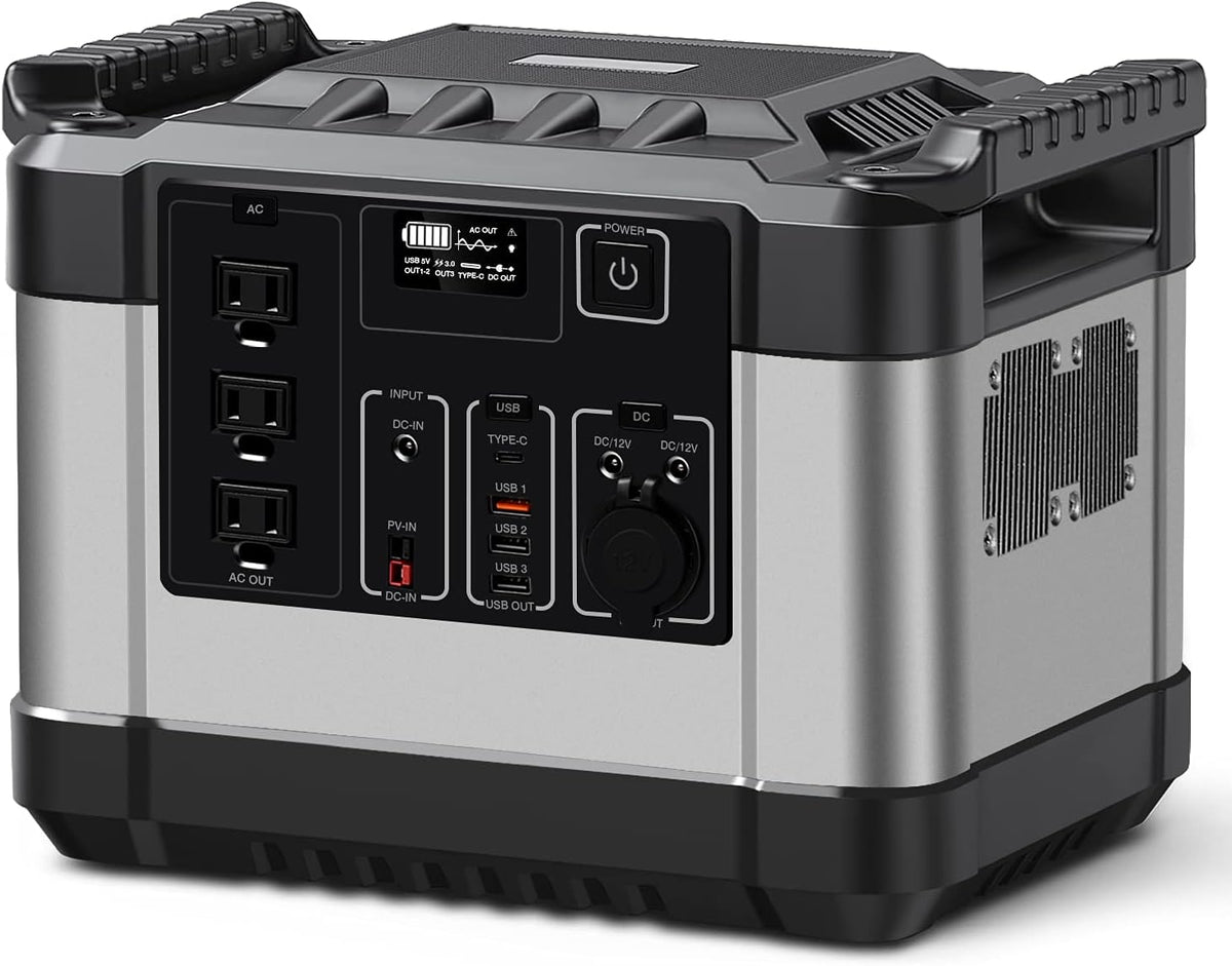 350000mAh 1000W 1120Wh Solar Power Generator with 3 AC Outlets, 3 USB Ports, LED Display X316