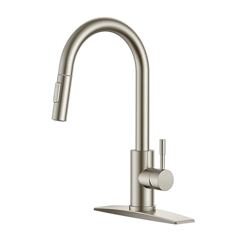 Black Kitchen Faucet with Pull Down Sprayer Stainless Steel High Arc Gooseneck M344