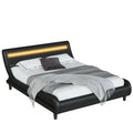 Queen Size Black PU Upholstered Platform Bed Frame with Adjustable Headboard K5052
