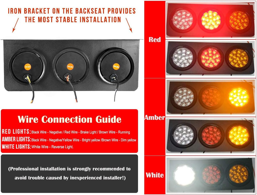 LED Truck Trailer Tail Lights with Iron Bracket Base, 48-LED, 2 PCS W7591