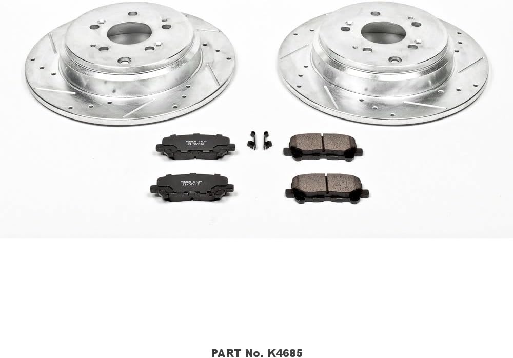 Rear Z23 Carbon Fiber Brake Pads with Drilled & Slotted Brake Rotors Kit N46511