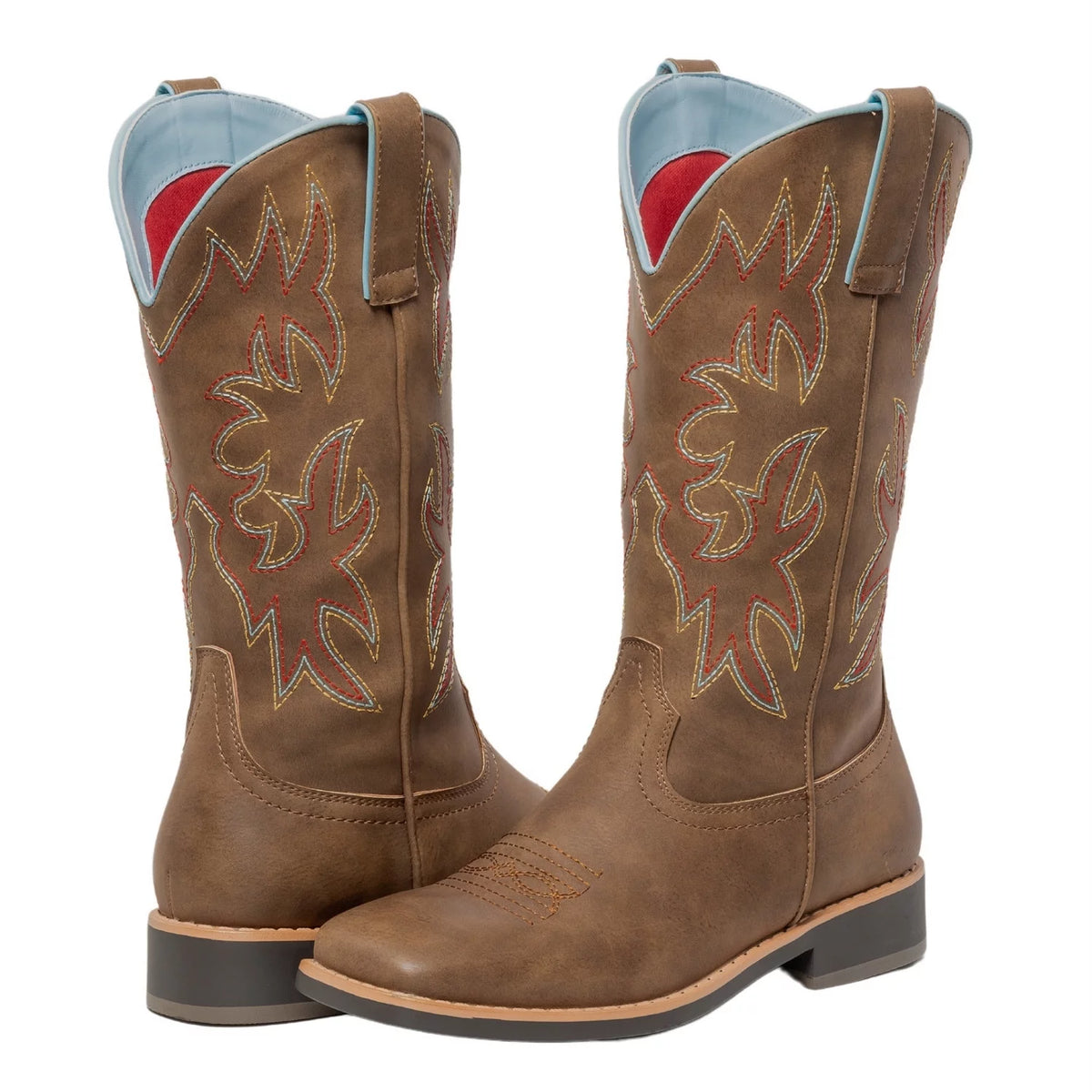 Brown Square Toe Western Cowboy Boots H6345