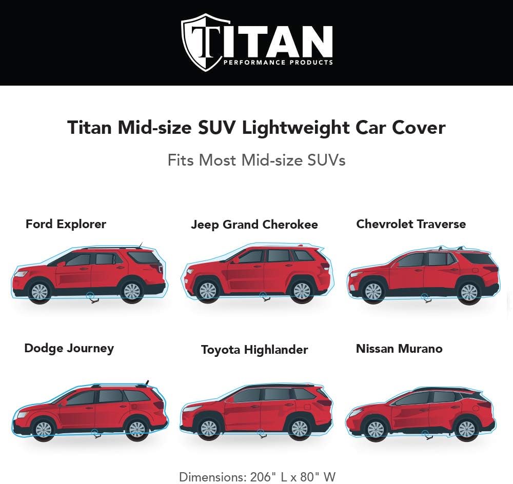 Lightweight Poly 210T Car Cover for Mid-Size SUV 188-206", Waterproof, UV Protection, Pack of 2 R3977