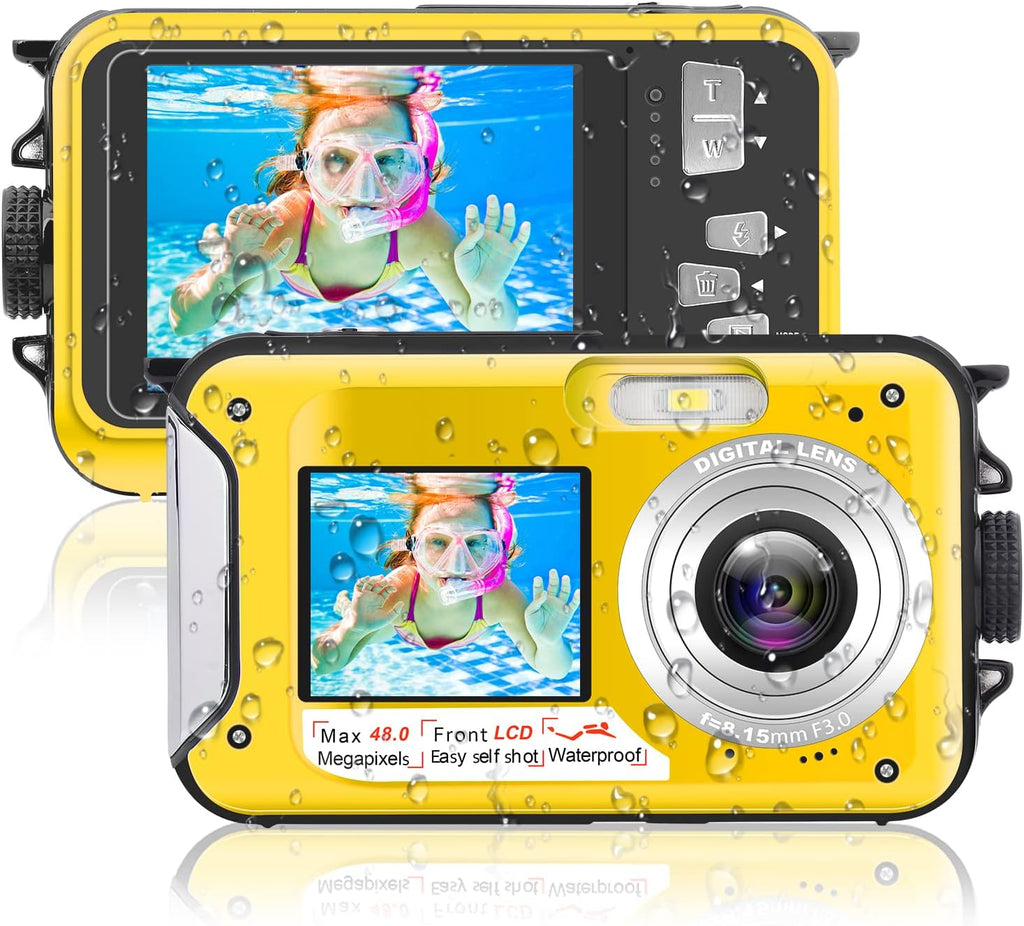 Waterproof 48MP 10FT Underwater Digital Camera 2.7K Video, Blue, Pack of 2 V107506