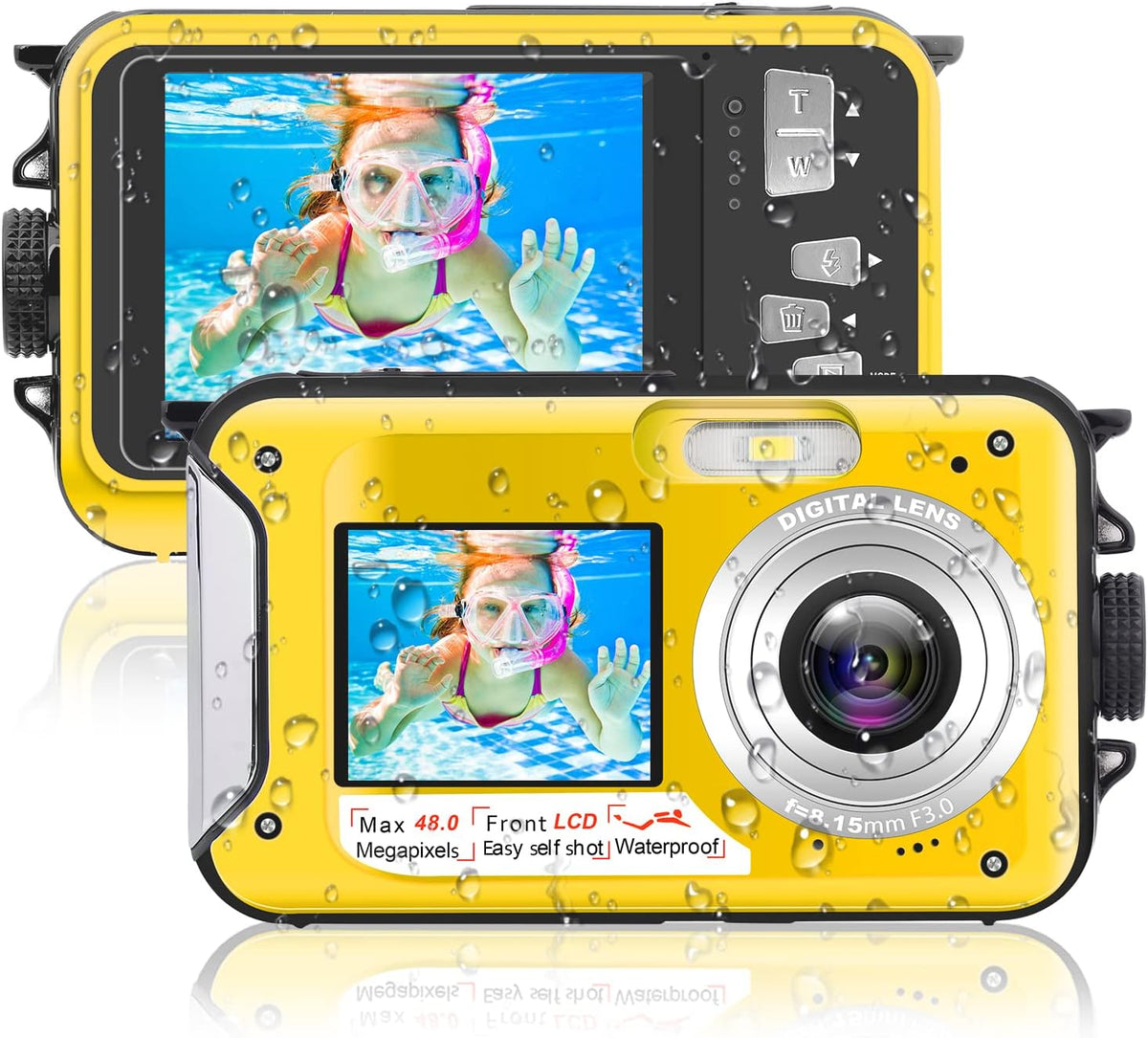 Waterproof 48MP 10FT Underwater Digital Camera 2.7K Video, Blue, Pack of 2 V107506