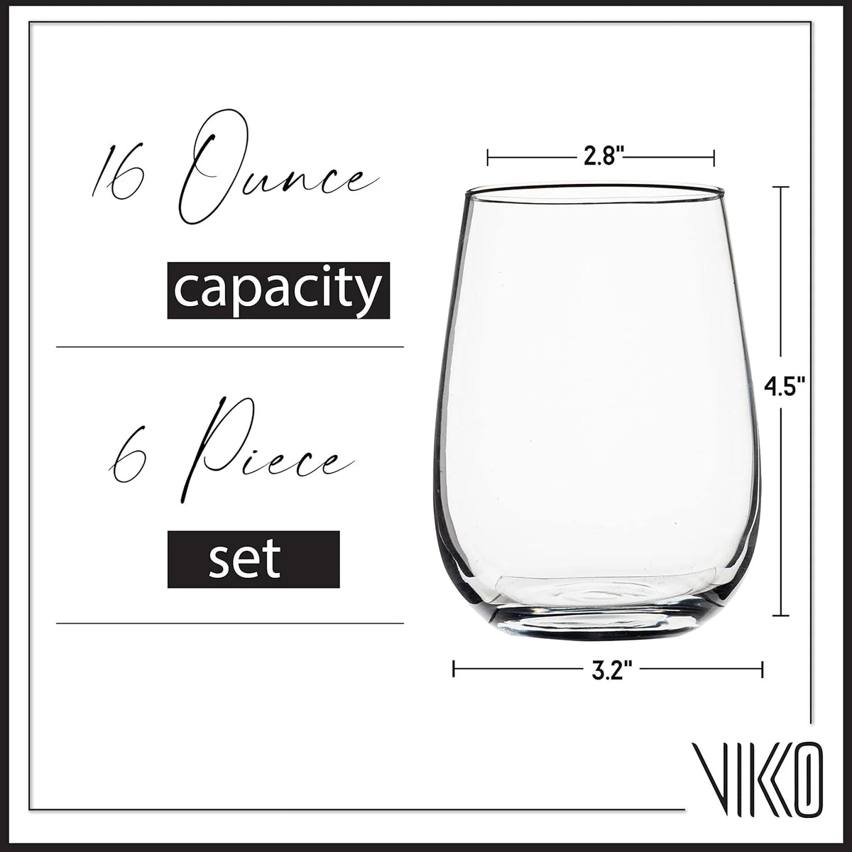 16 Ounce Wine Glasses Set Of 6 B750