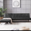 Black Faux Leather Reversible Sleeper Sofa and Chaise Y2037