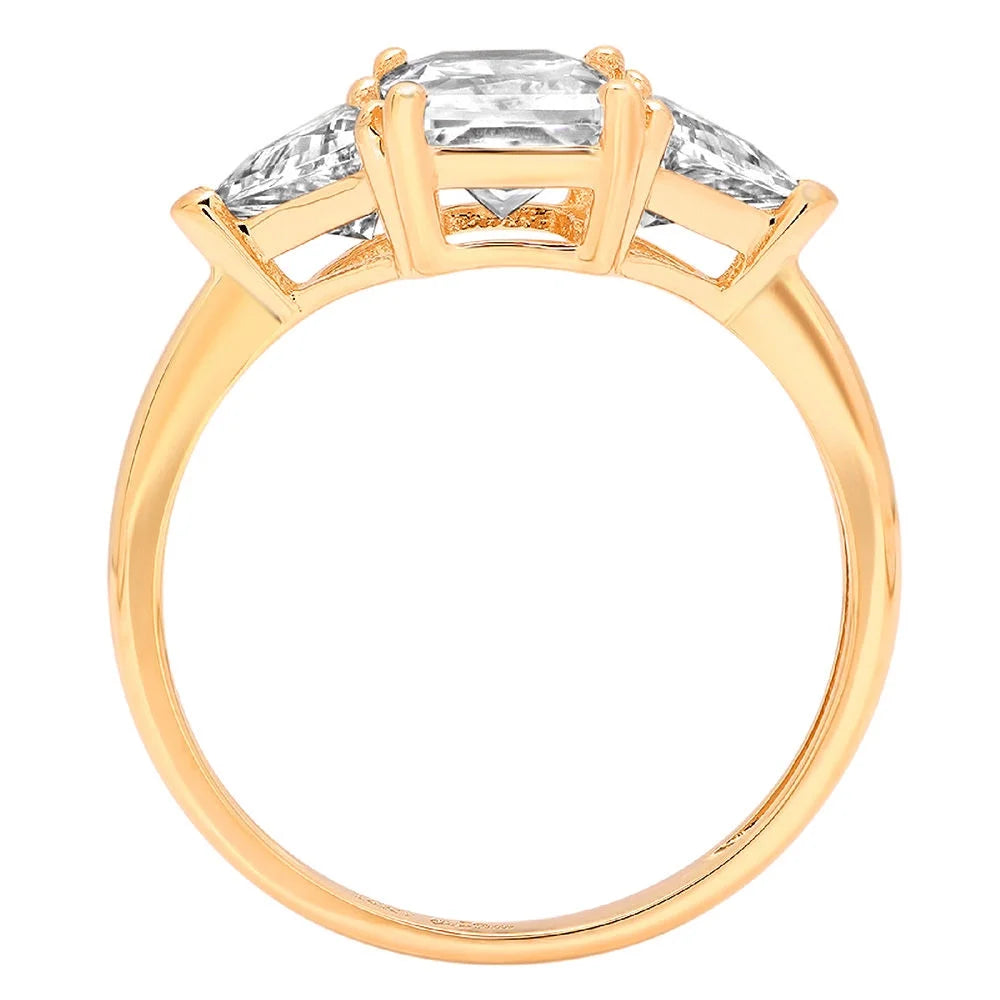 18K Yellow Gold Three-Stone Diamond Engagement Ring H2543