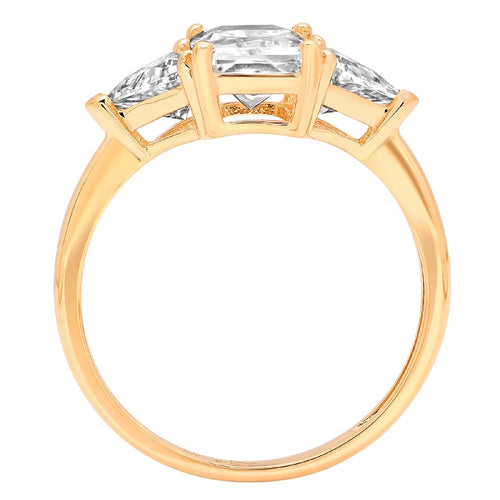 18K Yellow Gold Three-Stone Diamond Engagement Ring H2543
