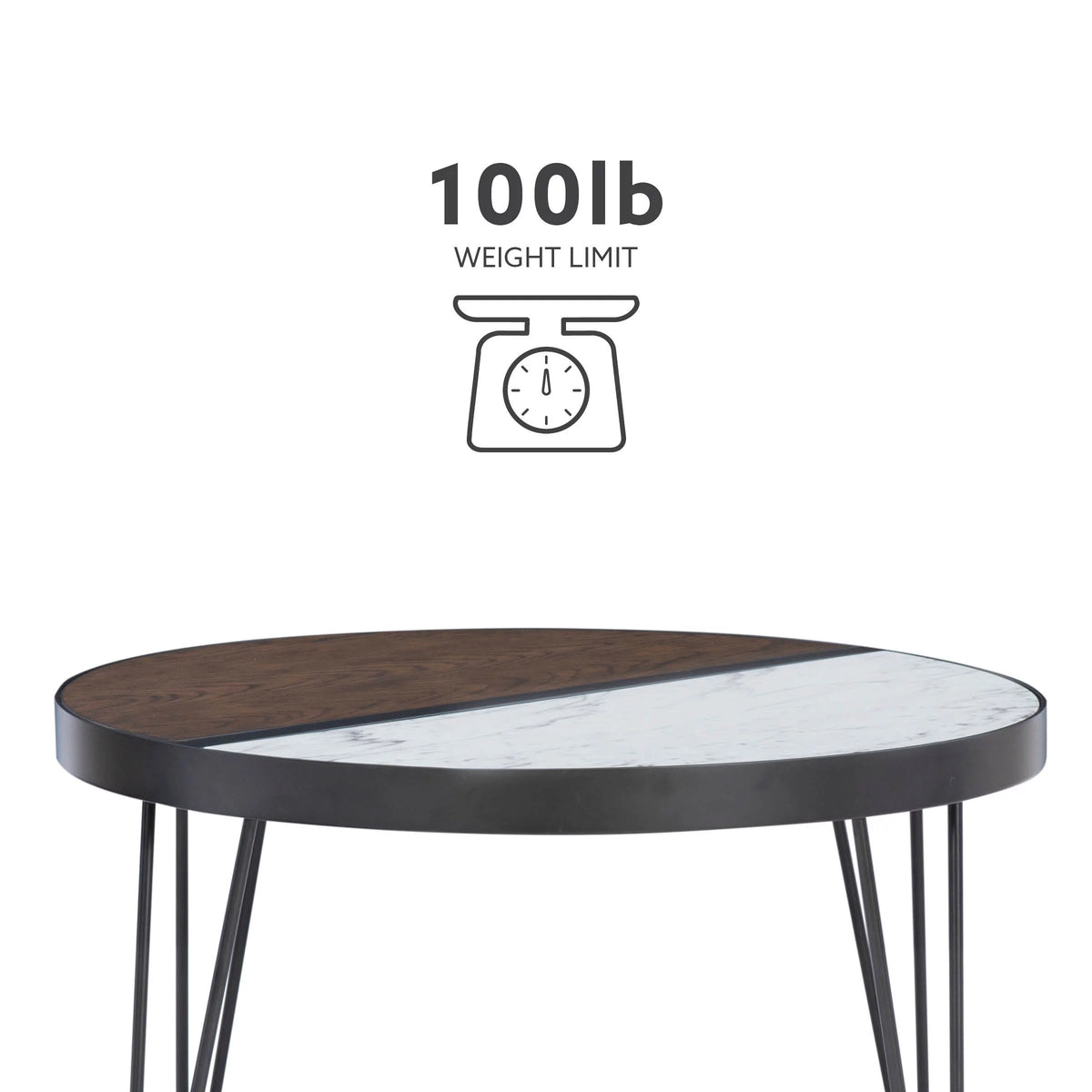 Round Mid-Century Coffee Table with Hairpin Legs, Walnut H531