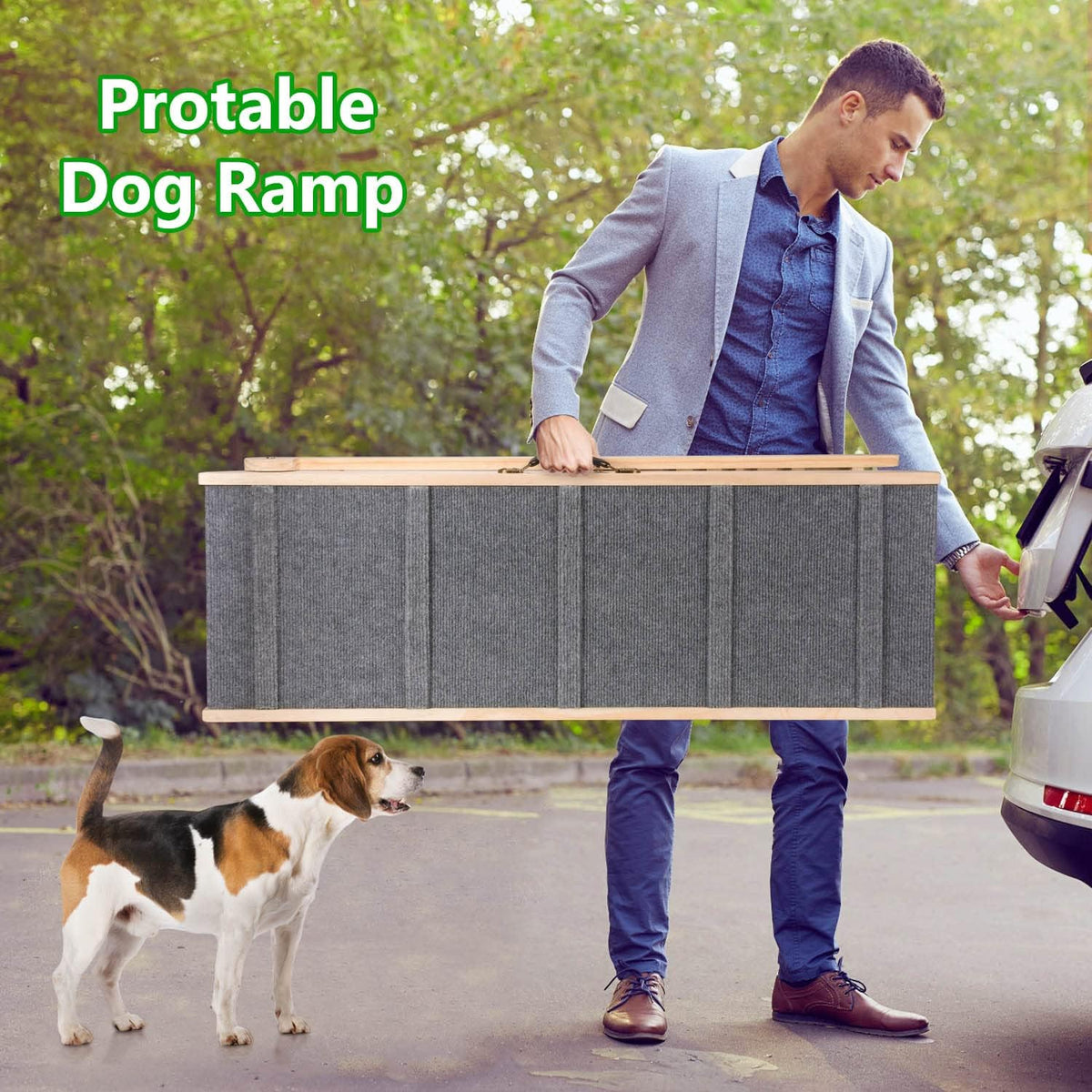 Wooden Adjustable Folding Dog Ramp for Bed Couch Car Z584996