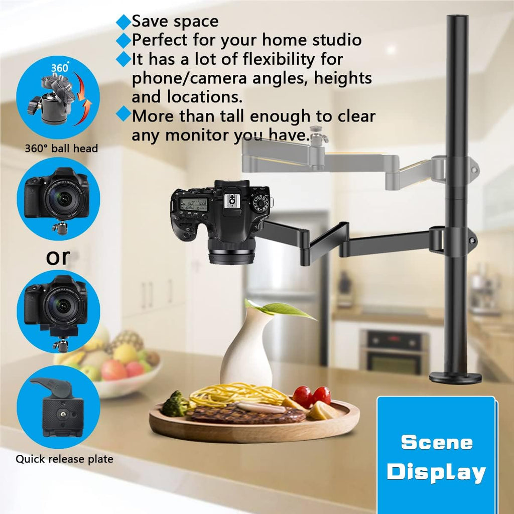 Overhead Camera Mount Rig Stand with Flexible Arm and 360° Ball Head E875