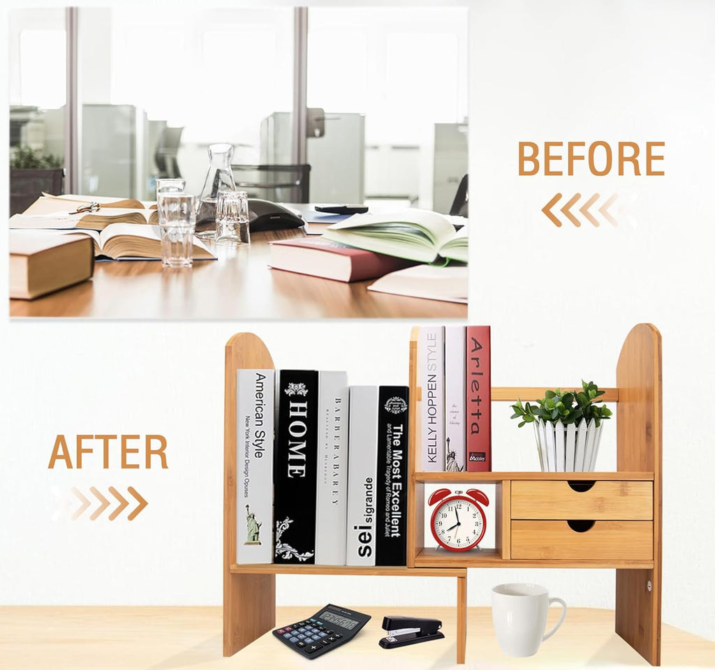 Bamboo Desktop Bookshelf Organizer L6319