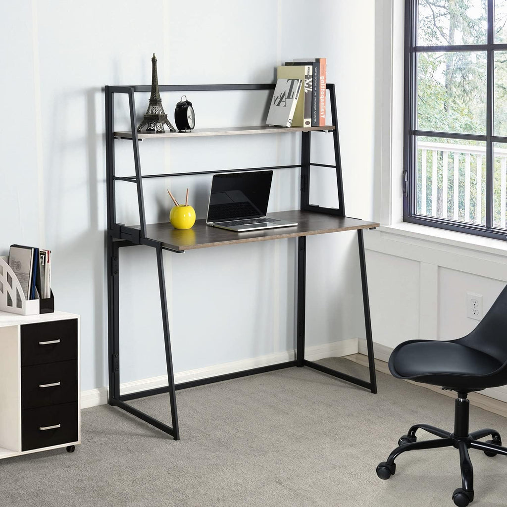 Oak White Computer Desk with Storage Shelf P625838