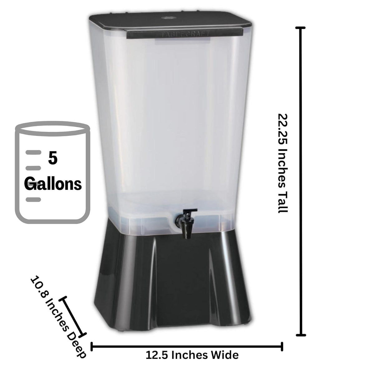 Black 5-Gallon Polypropylene Plastic Beverage Dispenser Y69410