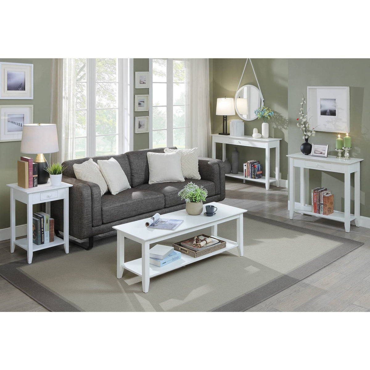 White End Table with Drawer/Shelf Z45055