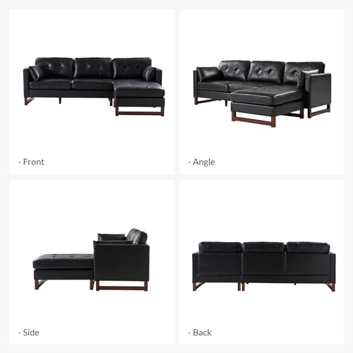 Genuine Leather 100 inch L Shaped 3 Seater Sectional Sofa with Chaise, Brown H931962