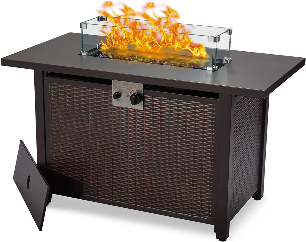 44 Inch 50000 BTU Propane Fire Pit Table with Rain Cover A2022