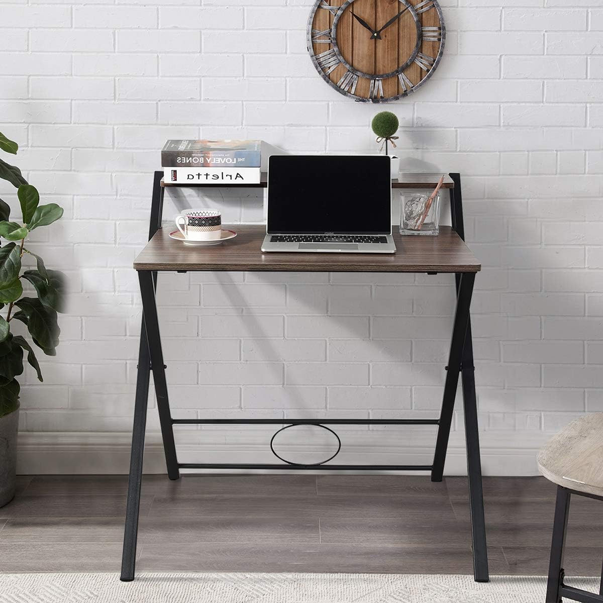 Oak White Computer Desk with Storage Shelf P625838