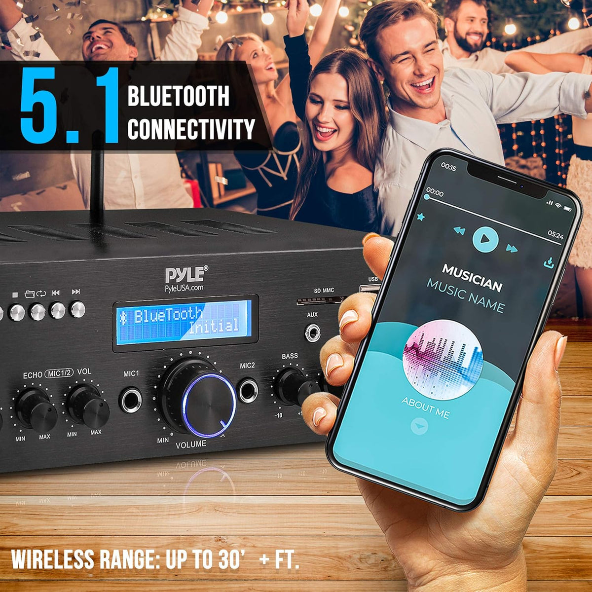 200W Dual Channel Wireless Microphone Power Amplifier System S4468