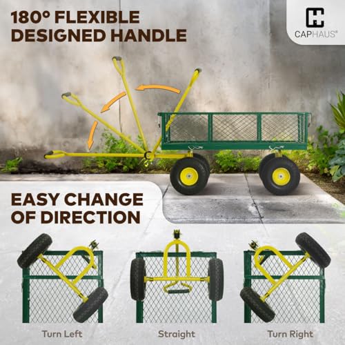 Metal Black Garden Cart with 10" Flat-Free Tires S781428