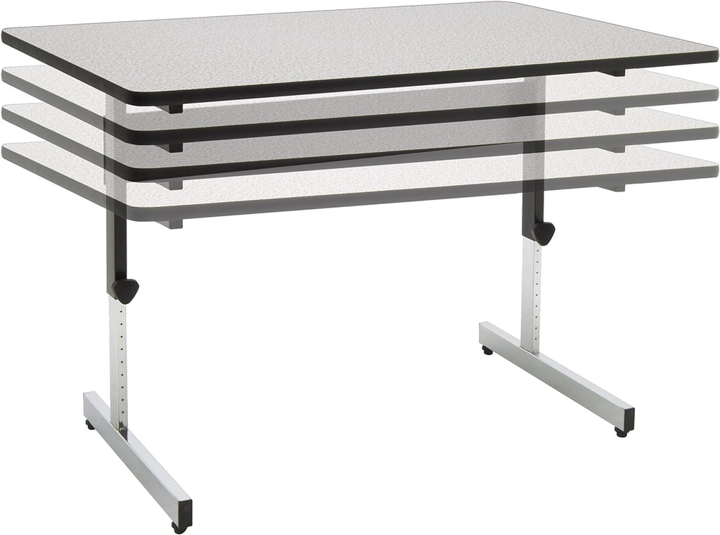 Height Adjustable Office Desk, 48 Inch, Black Frame, Grey Top S9904